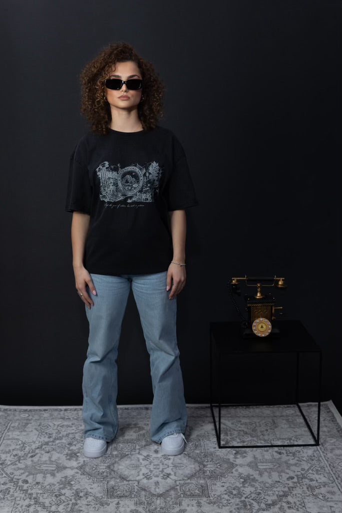 Black washed Heavy Tee "National Park"