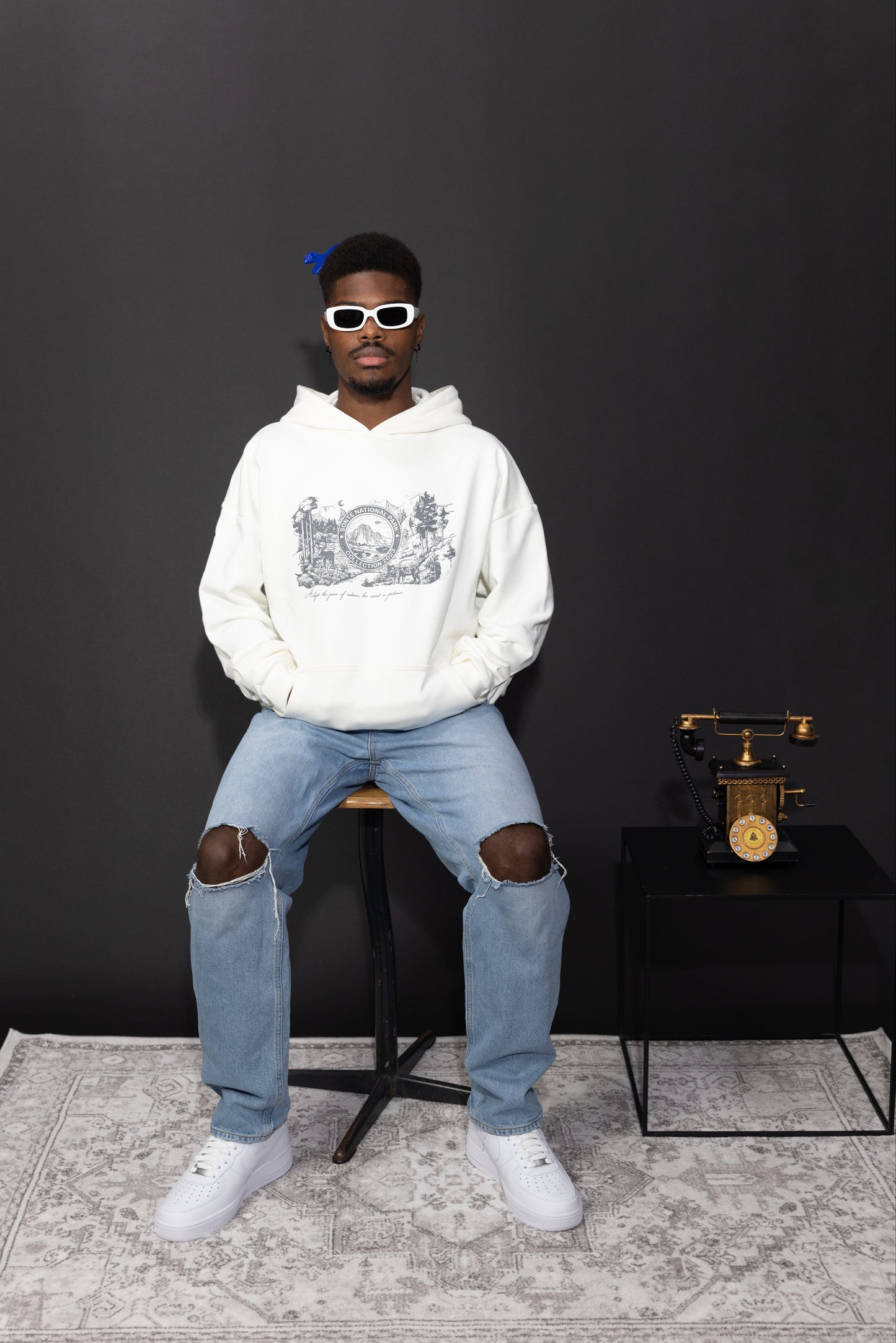 Heavy Hoodie in Ecru "National Park"